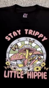 T SHIRT CROP STAY TRIPPY KAOS ATASAN WANITA COTTON COMBAD