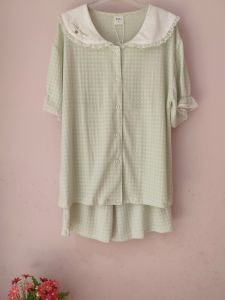 Comfortable Breathable Knitted Floral Short Sleeve Shorts Home Clothes Set Sleepwear for Women Sweet Style Summer Collection