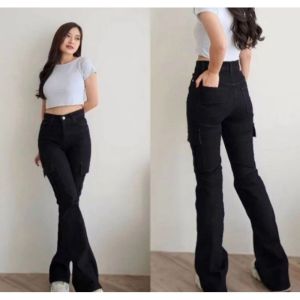 Celana Cutbray Jeans Cargo Wanita-Cutbray Jeans Wanita Kekinian-
