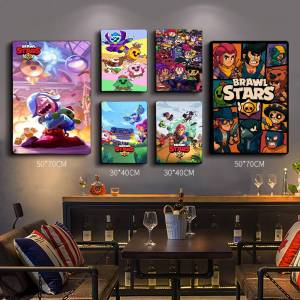 Anime Game Brawl Stars Movie Sticky Posters Retro Kraft Paper Sticker DIY Room Bar Cafe Aesthetic Art Wall Painting