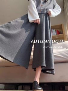 Plus Size 150.00kg Fleece-lined Thickened Glutinous Rice Pantskirt Womens Plus Size Ladies Fall and Winter Drooping Straight Loose All-Match Wide Leg Pants 2