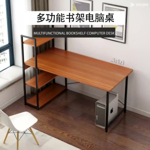 Desktop computer desk bookcase bookshelf integrated desk for home and student study