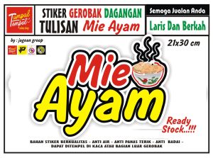 STIKER KACA GEROBAK TULISAN MIE AYAM FULL COLOUR/NAMA TOKO/NAMA USAHA