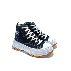 Sneakers NEW & BEST HIGH TOP NBP-2391A BLACK TBL || Sepatu Sekolah Perempuan Hitam Putih Sol Tinggi || Sepatu Fashion Cewek Import Korea Style || Sepatu Sekolah SMP SMA Hitam Elastis Ringan || Sepatu Kasual Cewek Stylish