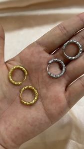OYJR Hoop Earrings Gold Subang Telinga Twist Earrings Anting Anting Perempuan Stainless Steel Subang Earrings Korean Hypoallergenic Earring 耳环