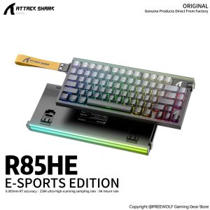 ATTACK SHARK | 0.005mm RT Accuracy Keyboard Attack Shark R85HE Gaming Mechanical Keyboard8K Hz256KRGB Neon Light BoxWired Connection for PC