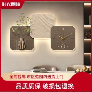 Modern Minimalist Restaurant Decorative Painting Clock Table Artwork Wall Hanging 3D Dining Room Background Abstract Canvas