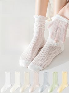 MiiOW | Tất cổ giữa mùa hè cho nữ MiiOW Cat Person Tất ballet phong cách dày xếp ly thoáng khí chống mùi không xương Tất lưới viền tai mỏng