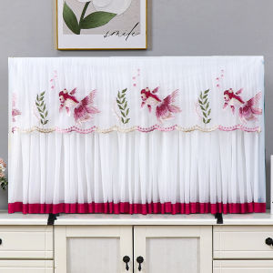 Lace TV Cover Dustproof Shield High End Model New Design Simple Hanging Style for 55 65 75 Inch TVs Nordic Style Home Fabric