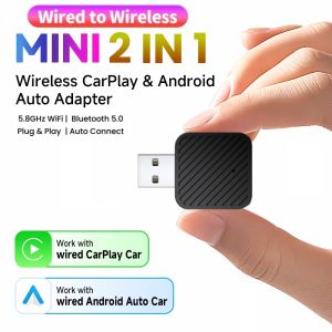 ANYFAR | 2026 Upgraded 2-in-1 Wireless CarPlay & Android Auto Adapter Plug & Play Compatible with iPhone & Android Smartphones