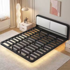 TABLETROVE Iron Bed Frame Heavy-duty 500kg Load-bearing Bed Frame Soft Bedside With Storage Size