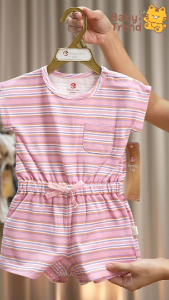 Elegant Kids ชุดลูกสาว 6-24เดือน ชุดจั๊มสูท ลายทางชมพู | Babytrend