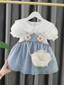 Girls Summer Dress Childrens Denim Suspender Dress Stylish Baby Korean Style Childrens Clothing One-Year-Old Baby Summer Dress
