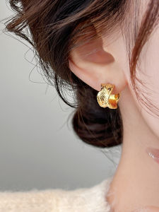 Pianist | Vintage Metal S925 Sterling Silver Irregular Wrinkled Exaggerated Earrings