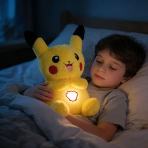 Takara Tomy | Anime Pokémon Plush Doll Pikachu Breathing Companions Soothing Sleeping Soothing Music Luminous Sleeping Christmas Toys Gifts