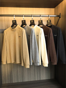 Áo Thun Nam Cổ Cao Hai Mặt Thêu Lông Cừu Thoải Mái Mùa Thu Đông Áo Phông Dài Tay Thời Trang Thành Thị Thường Ngày