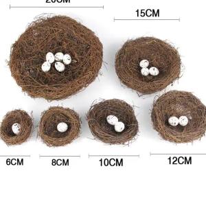 Artificial Bird Nest Straw Round Vine Birds Nest Easter Handmade Crafts Vine Simulation Birds Nest Egg Garden Window Bird Hous