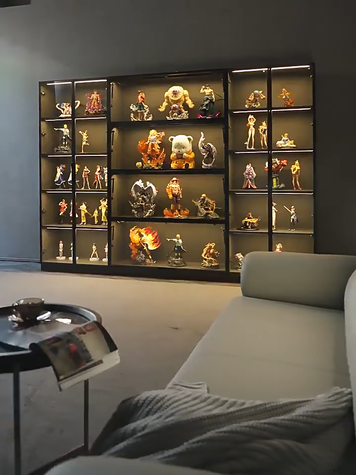 【Customizable Sizes】Display Cabinet Bookshelf Cabinet Against the Wall with Glass Door Storage Cabinet Modular Cabinets