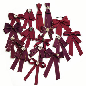 JK Uniform Pure Color Professional Bow Tie Female Preppy Style Student School Uniform Shirt Sailor Suit Scholar Uniform Bows Wine Red