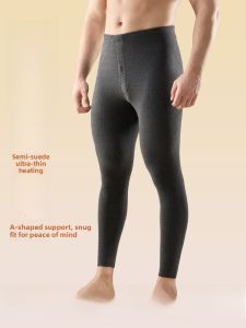 miiow | Mens Thermal Fleece Lined Thick Underwear Pants Mid Waist Long Trousers Pure Color Regenerated Cellulose Fiber Nylon Spandex