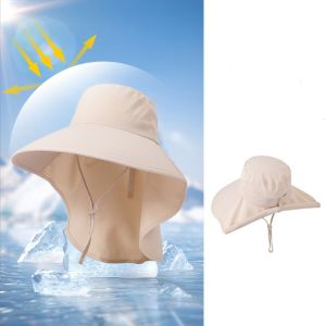 ROLL UV Anti Outdoor Fisherman Hat Fashion Wide Brim Shawl Women Summer Hat Sun Visors Sunscreen Ponytail Cap