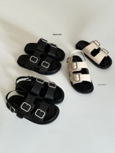 Gogoback Black White Niche Style Vintage Soft Bottom Summer Easiest for Match Roman Sandals Thick Sole Casual Beach Shoes Slippers