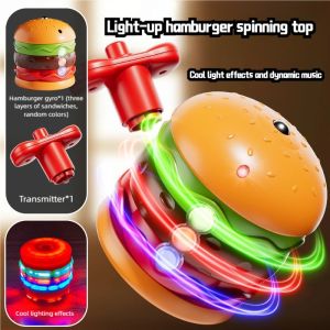 Colorful Spinning Top Glowing Hamburger Music Rotating Childrens Toy for Boys/Girls Electric Gift Flashing Hot Item Suitable for Birthdays Full Moon Celebrations Travel Souvenirs Graduation Housewarming Parties Christmas Valentines Day Sprin...