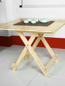 Square Solid Wood Folding Table Small Apartment Pine Dining Table For Home Simple Study Table Stall Storage Dining Old-Fashioned Square Table for Eight People