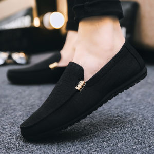 Summer Style Mens Slip-On Canvas Shoes Breathable Versatile Casual Low Top Flat Heel Fashionable Korean Version Bean Shoes