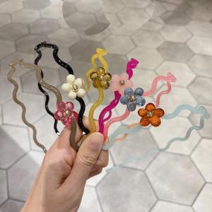 Acrylic Hairband Small Flower Straight Pull out Hairband for Washing Hair Outdoor Use Anti-Slip Hairband Sweet Style Fresh out