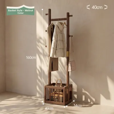 ZHUSHANXIA | Compact Wooden Standing Coat Rack