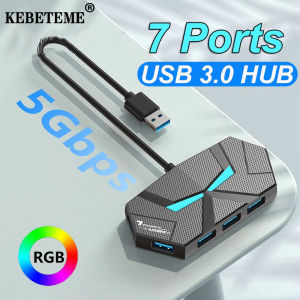 Kebememe 7 cổng USB 3.0 HUB Loại C trạm nối 5Gbps tốc độ cao Bộ chia Bộ chuyển đổi truyền dẫn cho ổ cứng máy tính xách tay bàn Phím kèm Chuột