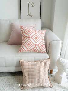 หมอนอิงสีชมพูรูปกระต่ายน่ารักสไตล์อินส์ หมอนอิงโซฟาแบบเรียบง่าย หมอนอิงด้านข้าง เนื้อผ้า PP สำหรับตกแต่งบ้าน