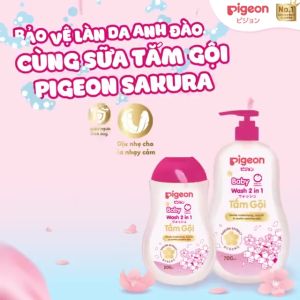 Tắm Gội Dịu Nhẹ 2 in 1 cho bé Sakura Pi.geon 200ML/700ML
