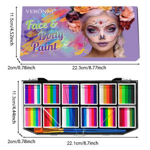 12 Colours Water-Soluble Rainbow Palette Childrens Face Body Paint Halloween Stage Makeup Body Paint Pigments Face Makeup