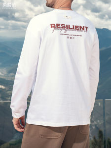 Áo Thun Cotton Dài Tay Dày 270G Enjeolon Mùa Thu in Chữ Phong Cách Mới Cho Nam Áo Thun Cotton Nguyên Chất Thường Ngày Mùa Thu 2025