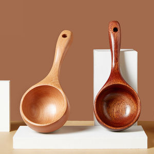 Imhouse Soup Drinking Spoon Internet Celebrity Snail Rice Noodles Short Handle Spoon Japanese Soup Spoon Solid Wood Porridge Spoon Household Eating Spoon