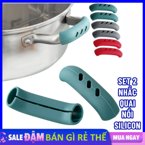SET 2 Vỏ Bọc Gắn Quai Nồi Bằng Silicon Cách Nhiệt - Tay Cầm Gắn Quai Nồi Xoong Chống Nóng Tiện Lợi Có Thế Tháo Rời An Toàn - Nhấc Nồi Silicon
