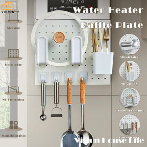Vision Gas Water Heater Pipeline Shielding Plastic Hole Board Water Heater Storage Rack Wall Hanging Natural Gas Blocking Kitchen Punch-free Pipeline Shielding Decoration