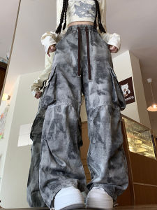 Trendy Camouflage Work Pants with Multiple Pockets Loose Fit Pure Cotton Washed Casual Trousers for Men And Women High Street Hiphop Style