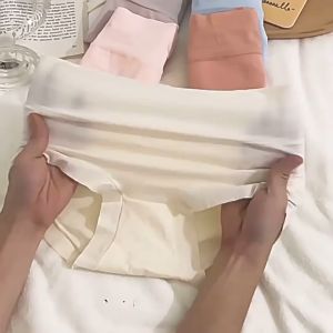 LNR Shop Celana Dalam Wanita Seamless M-XL Import Bahan Katun + Spandeks Model Pinggang Tinggi High Waist Selangkang Ruffle Pakaian Dalam Celana Pendek Segitiga Selangkangan Antibakteri Katun Tipis Musim Panas Bahan Adem Halus Dalaman CD Stretch Pendek