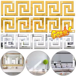 10Pcs Acrylic Waterproof Screw-Shaped Floral Mirror-Finish Wall Decals Self-Adhesive Wall Stickers