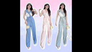 CC 20464 Jumpsuit จั้มสูทขายาว แขนกุด ชุดทำงาน ใส่เที่ยว เที่ยวทะเล (ฟรีไซส์ M อก 32-36 เอว26-30 สพ38-40 ยาว54)