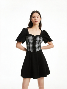 Vero Moda | Spring/Summer New Arrivals Denim and Plaid Mix A-Line Short Dress