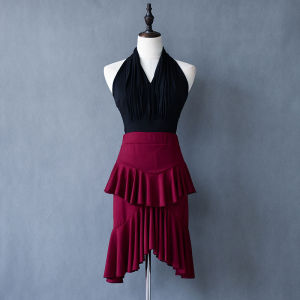 ชุดฝึกซ้อมเต้นรำแขนกุดเต้นละตินเซ็กซี่สำหรับผู้หญิงชุดเต้นเจ็ตบานอินเทรนด์เน็ตไอดอลมืออาชีพสำหรับผู้ใหญ่