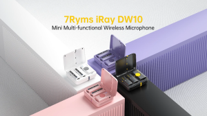 Wireless Lavalier Microphone 7RYMS iRay DW10 with Charging Case Bluetooth 5.3 DSP Denoise Reverb Mini Lapel Mic for iPhone Android Camera GoPro Live Streaming Vlogging Official Original