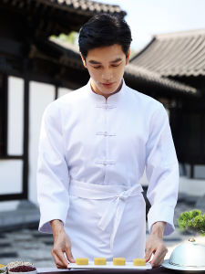 High-End Chinese Chef Work Uniform Long Sleeve Mens Style for Kitchen Dining Restaurant Hotel Polyester Cotton Blend