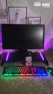 Kệ Để Màn Hình Máy Tính Cao Cấp Trang Bị LED RGB Đa Cổng Kết Nối Kệ Mà Hình Decor Bàn Làm Việc T1