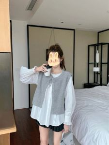 Áo Sơ Mi Nữ Tay Bồng Cổ Tròn Dáng Rộng Phong Cách Hàn Quốc Mùa Xuân 2024 Mới Về Chất Liệu Khác Màu Trắng Đơn Giản