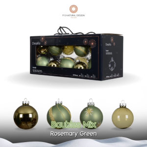 เซ็ตลูกบอลคริสต์มาส 20 ลูก/กล่อง Rosemary Green - Christmas Bauble Glass Set | Ø 5/6/7 cm.